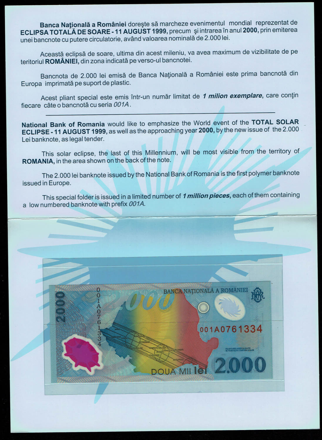 World - A pair of banknotes, Australia 10 Dollars 1988, Romania 2,000 lei 1999 - Are in their original cases - UNC - 1 4