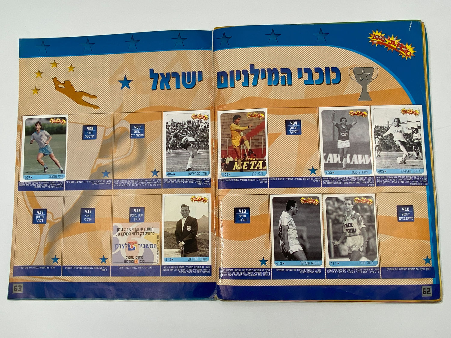 אלבומי מדבקות - אלבום סופרגול 2000, אלבום המילניום
סוּפרגוֹל הוא שמו של אלבום איסוף מדבקות מאת חברת P.M.I ... - 1 24