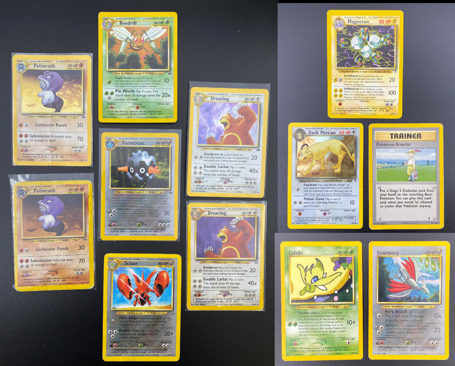 קלפי איסוף - לוט של 12 קלפי פוקיומן באנגלית - Rare + Holo Rare - Used - Neo Discovery and Legendary ... - 1 0