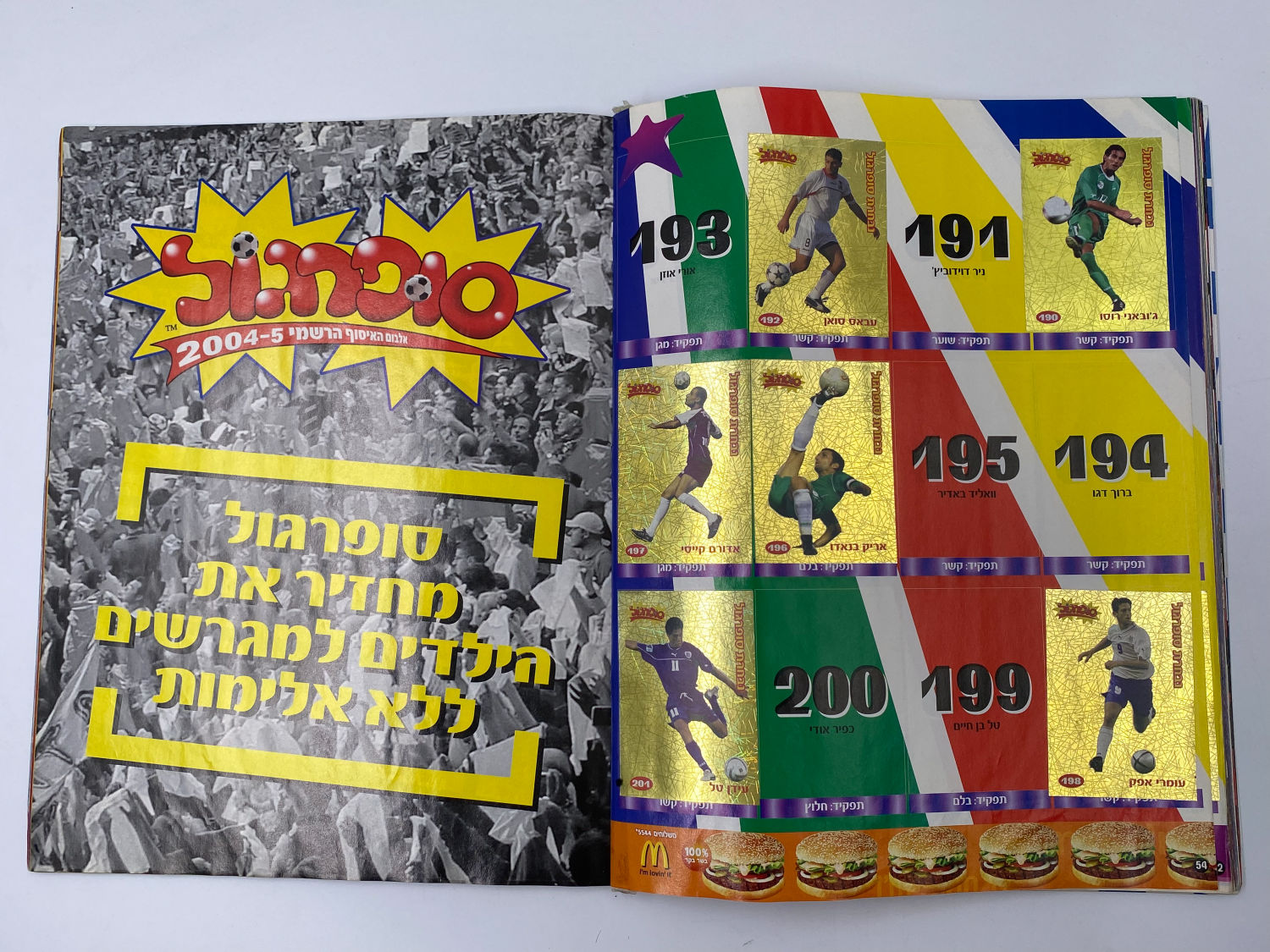 אלבומי מדבקות - אלבום סופרגול 2004-2005
סוּפרגוֹל הוא שמו של אלבום איסוף מדבקות מאת חברת P.M.I, בשיתוף עם ... - 1 20