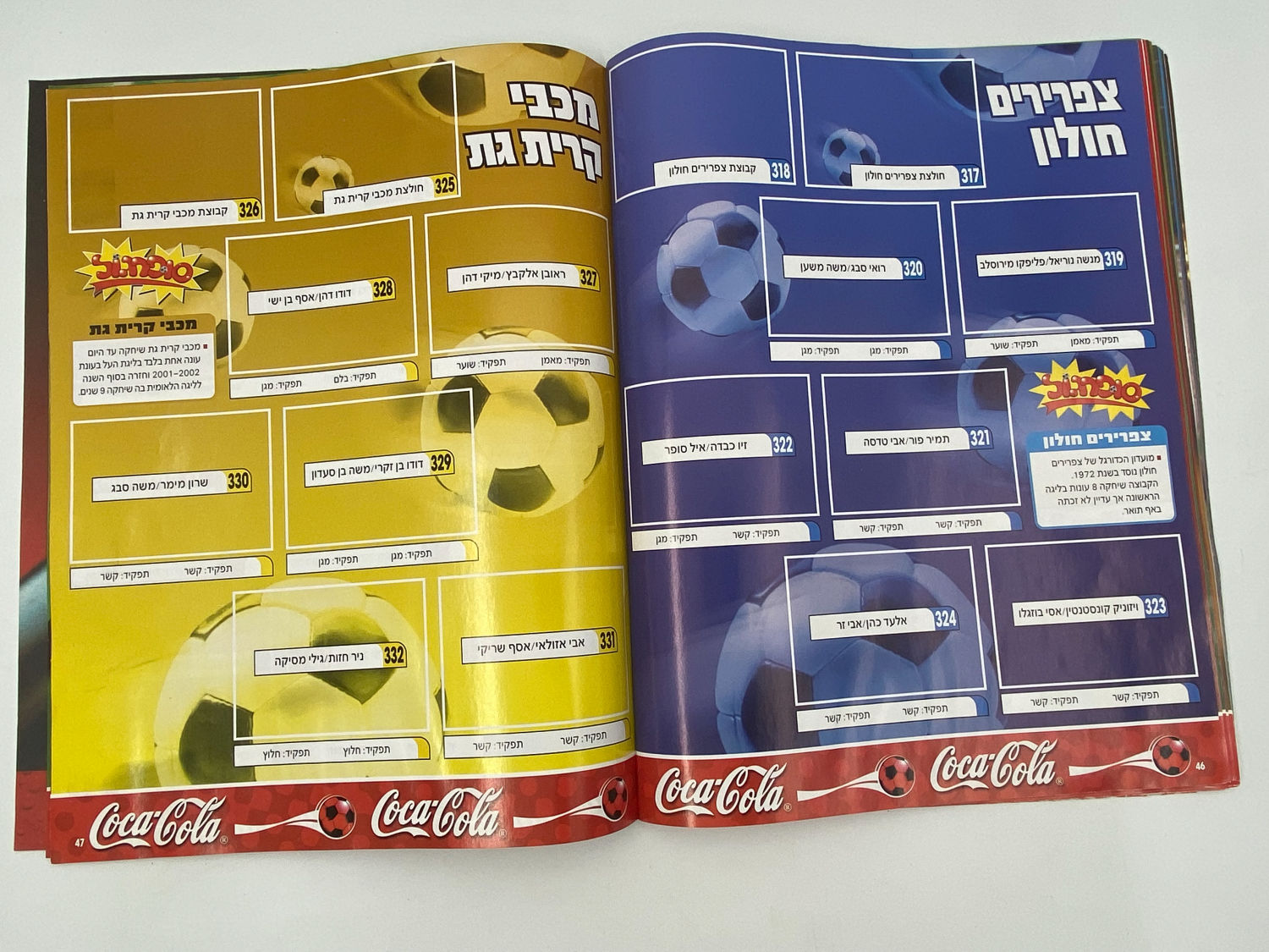 אלבומי מדבקות - אלבום סופרגול 2003, ריק - נזק לחלק הקדמי של הכריכה
סוּפרגוֹל הוא שמו של אלבום איסוף ... - 1 16