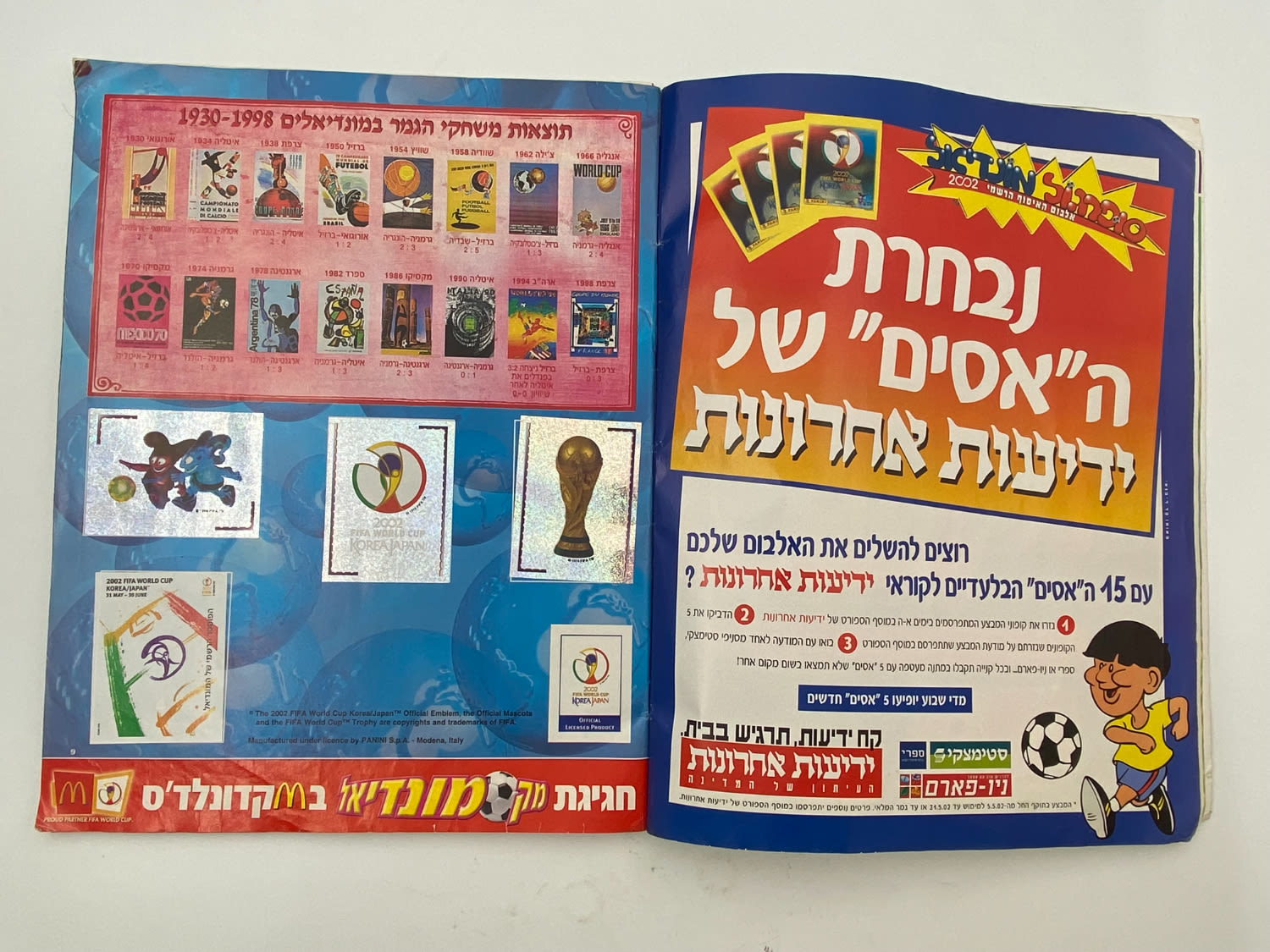 אלבומי מדבקות - אלבום סופרגול מונדיאל 2002 - קוריאה יפן
שימו לב - חסרים מספר עמודים, עמ' 42 עד עמ' 54. ... - 1 4