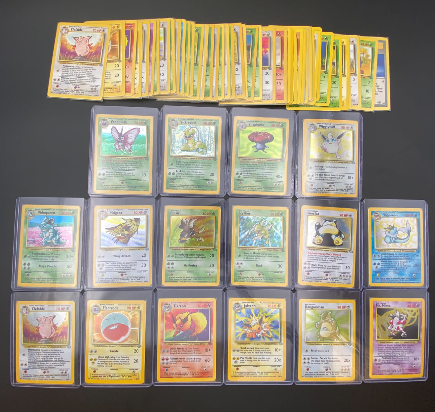 קלפי איסוף - סט שלם של קלפי פוקימון Jungle, כולל 16 Holographic cards, מצבים NM-M - כל הקלפים שמורים בsleeves ... - 1 0