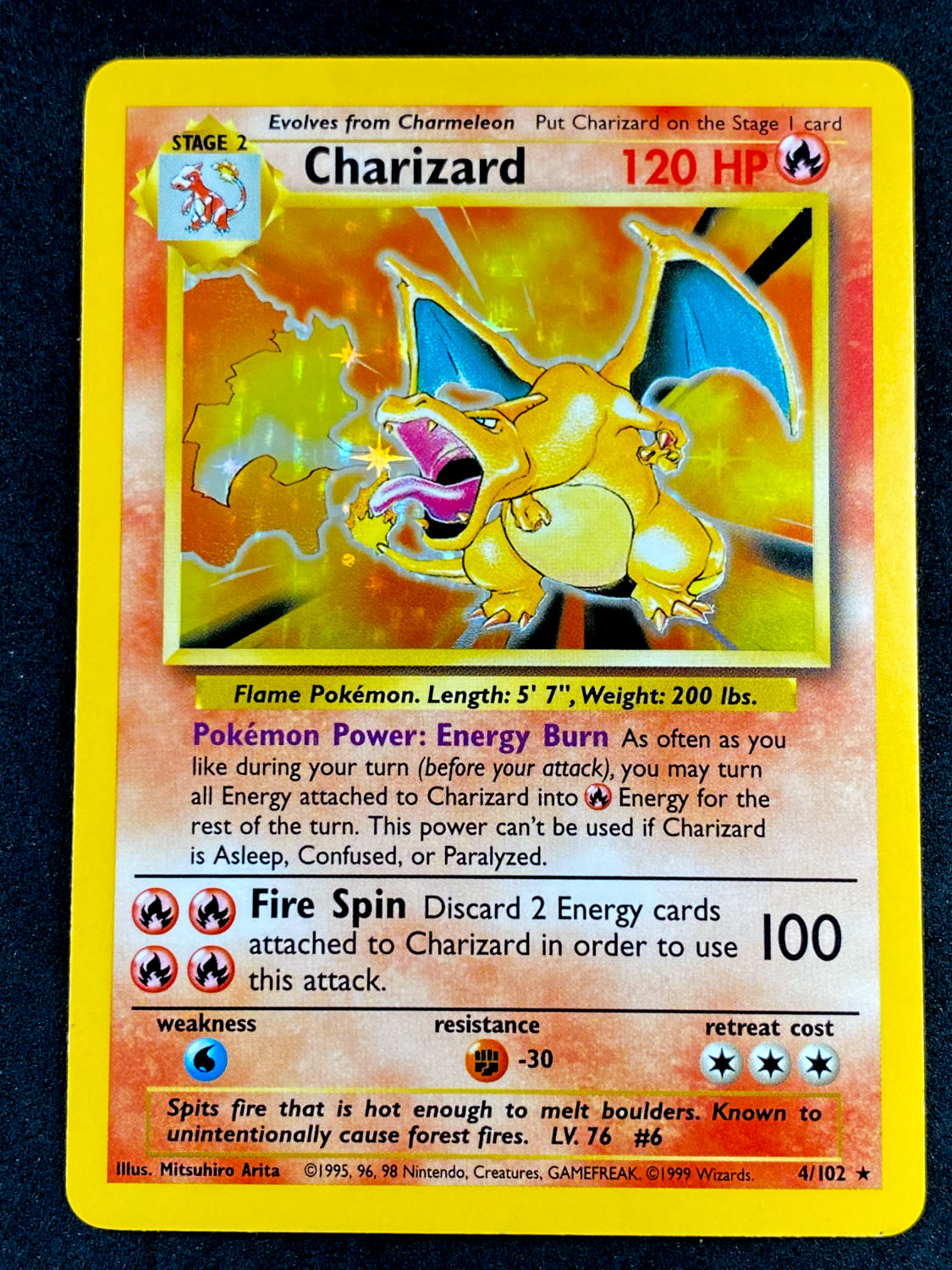 קלפי איסוף - פוקימון - Charizard - Base set 1 - Holografic - 4/102 - NM-M
פוקימון (באנגלית: ... - 1 0