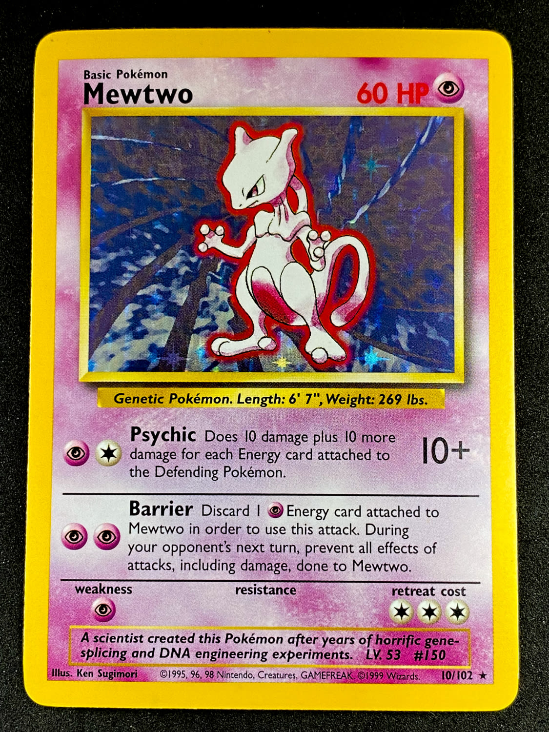 קלפי איסוף - פוקימון - Mewtwo - Base set 1 - Holografic - 10/102 - NM-M
פוקימון (באנגלית: ... - 1 0