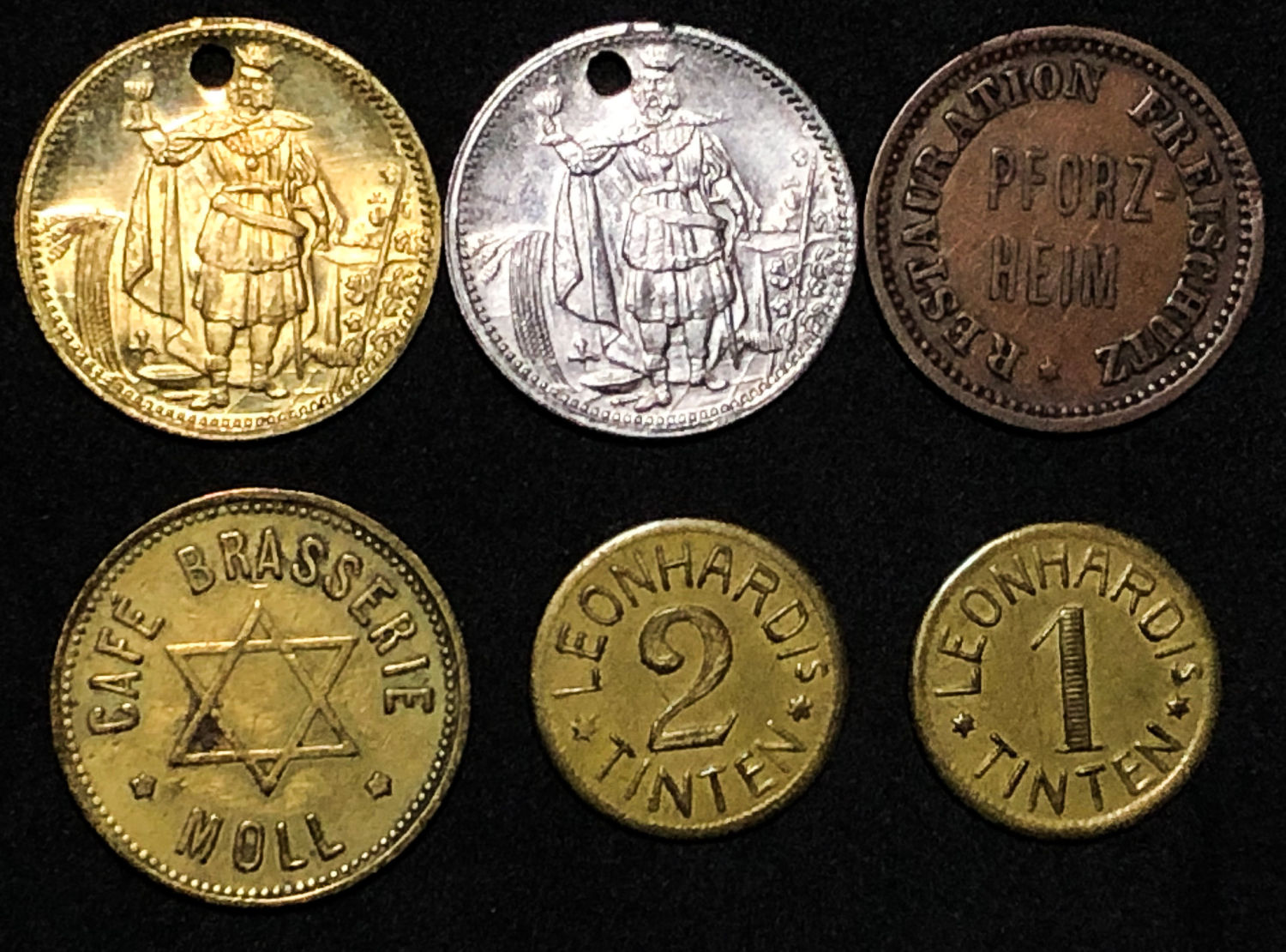 Lot Europinian tokens with Star of David on them. - 1 1
