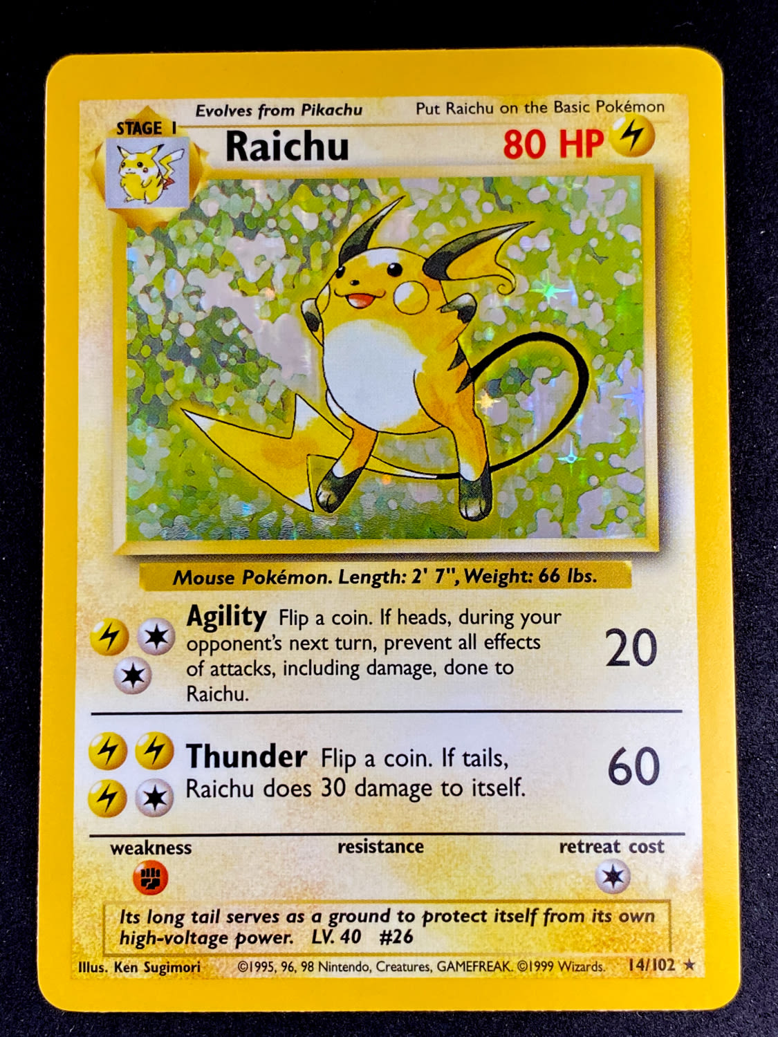 קלפי איסוף - פוקימון - Raichu - Base set 1 - Holografic - 14/102 - NM-M
פוקימון (באנגלית: ... - 1 0