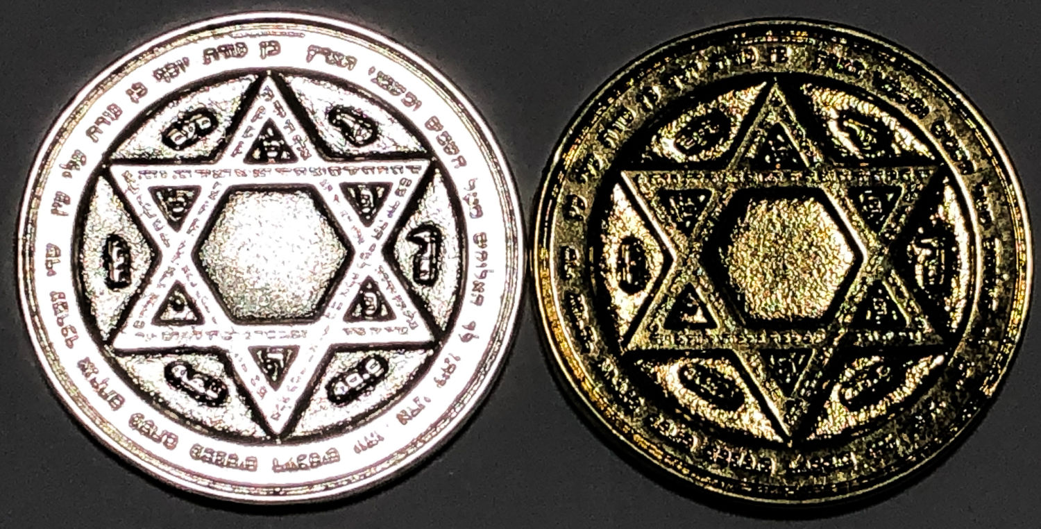 2 blessing tokens decorated with different coatings. - 1 1