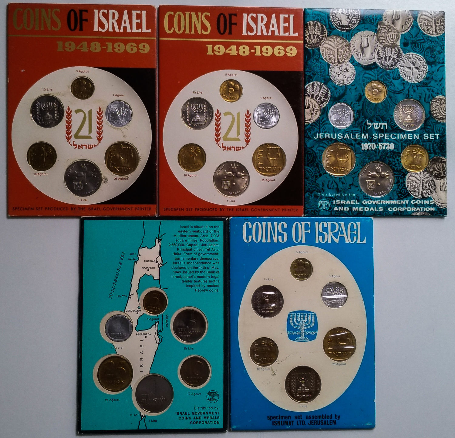 Israel - Lot of private and government coins sets. - 1 10