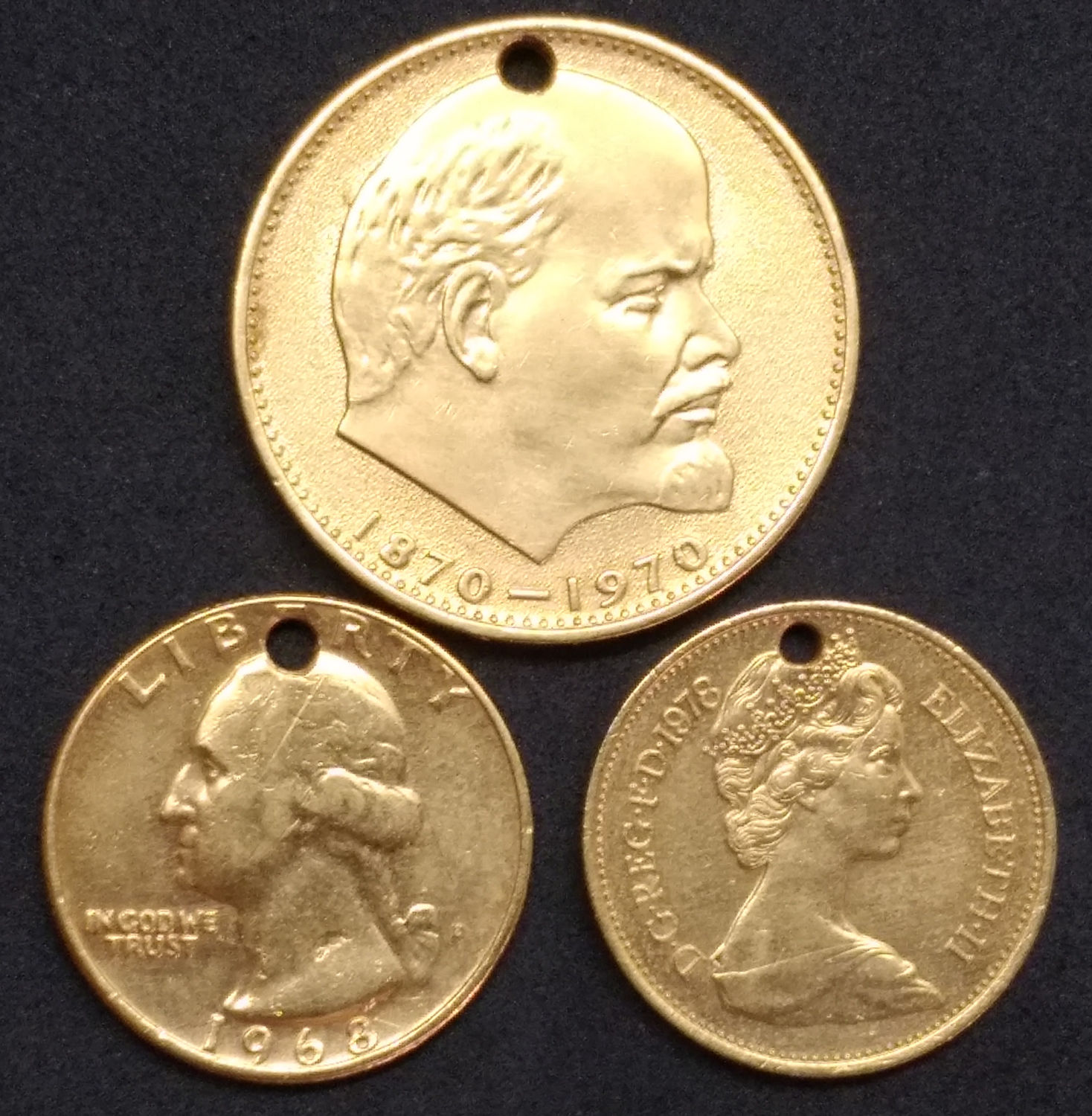 Lot world coins Gold plated. - 1 0