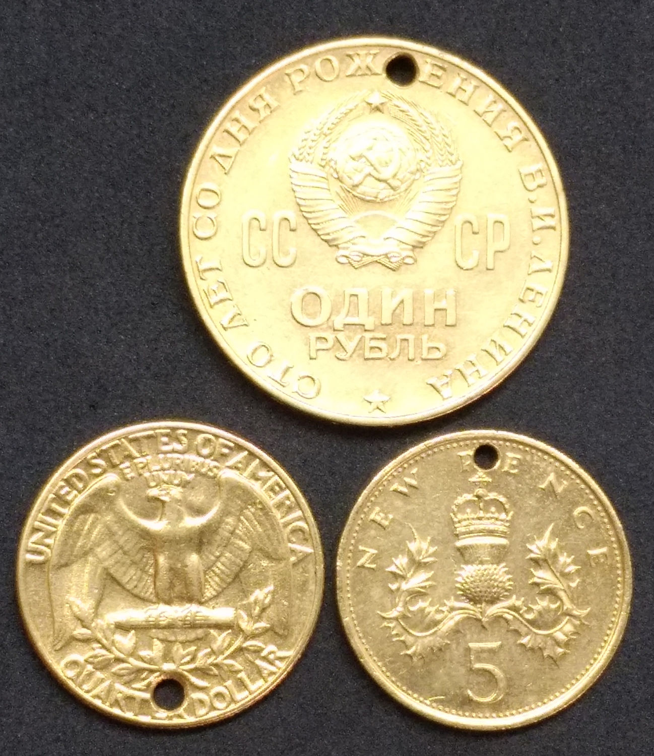 Lot world coins Gold plated. - 1 1