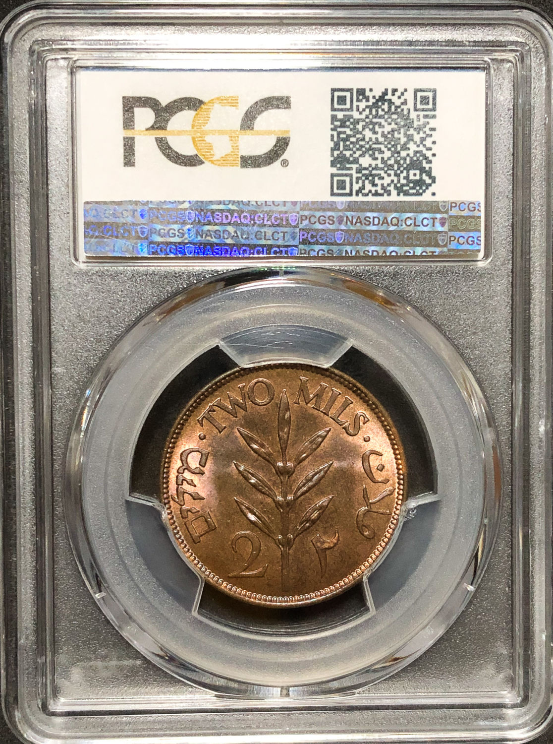 Palestine - 2 Mil 1941 - PCGS 65 RB. - 1 3