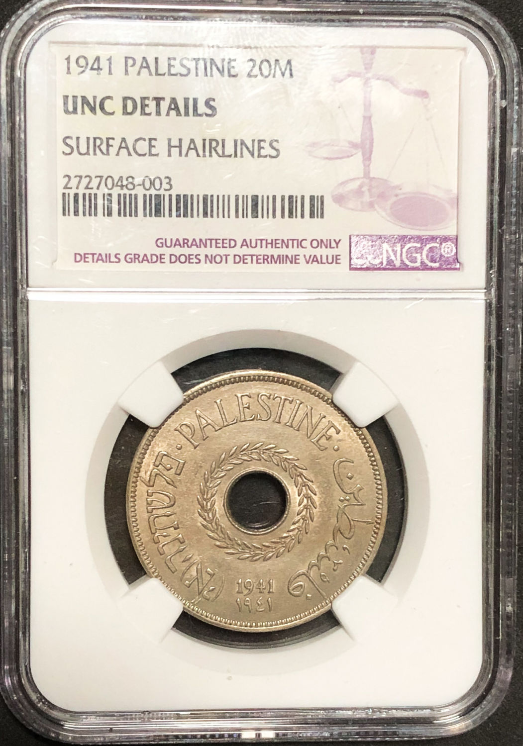 Palestine - 20 Mils 1941 - NGC UNC DETAILS. - 1 2