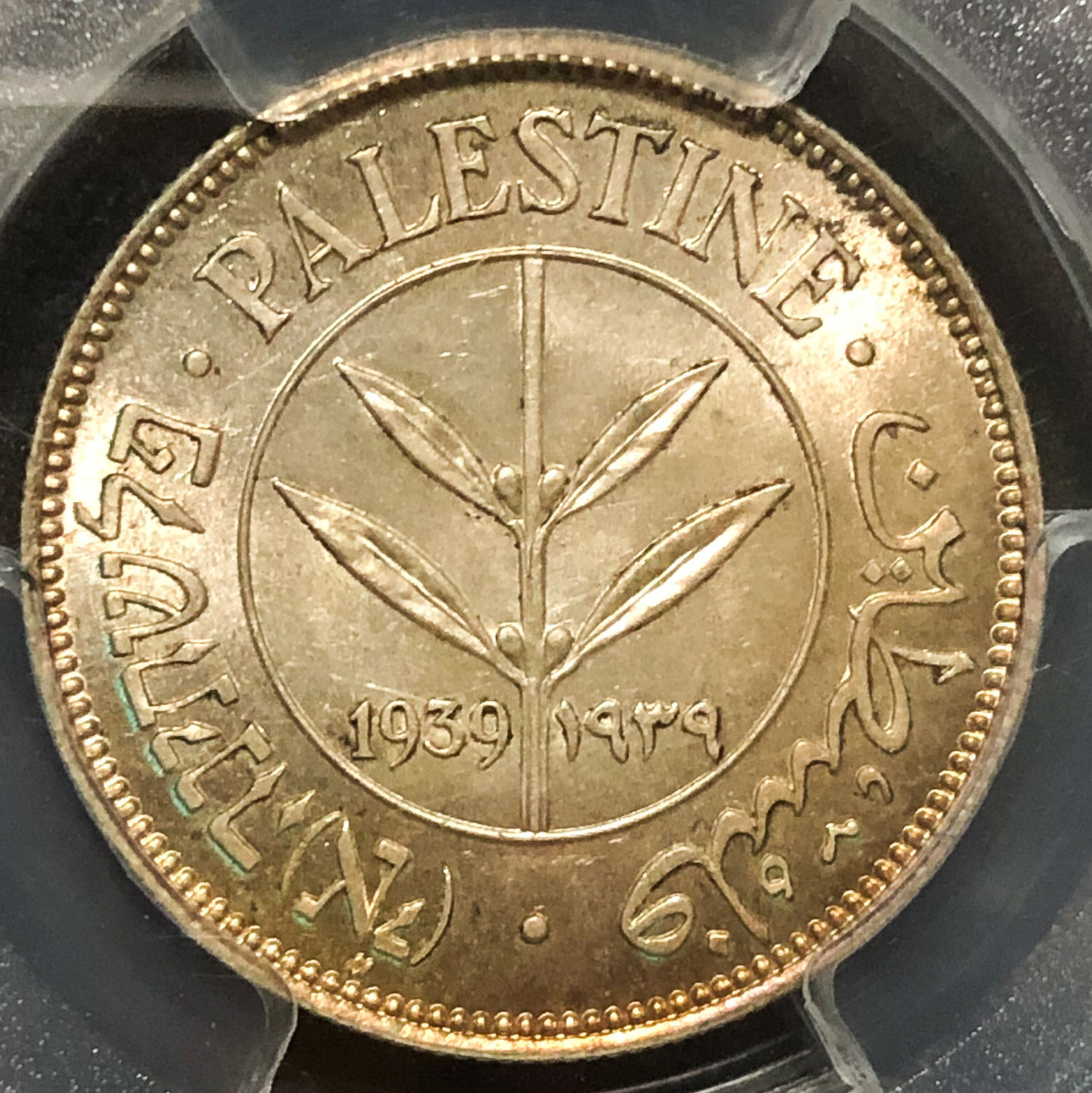 Palestine - 50 Mils 1939 - PCGS 64. - 1 0
