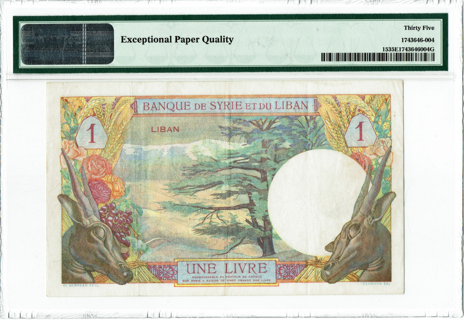 Lebanon - 1 Lira 1939 - PMG 35 EPQ. - 1 1