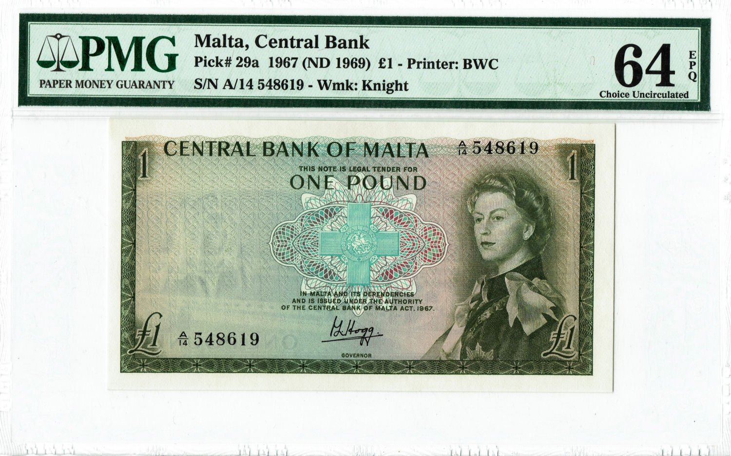 Malta - 1 Pound 1967 - PMG 64 EPQ. - 1 0