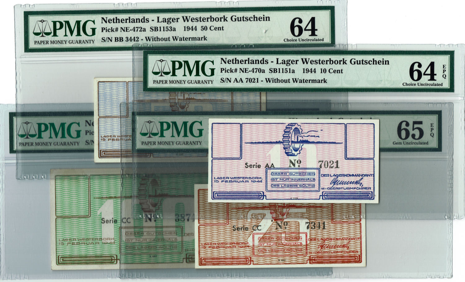 Netherlands - 10, 25, 50, 100 cents 1944 - Westerbork camp - 1 0