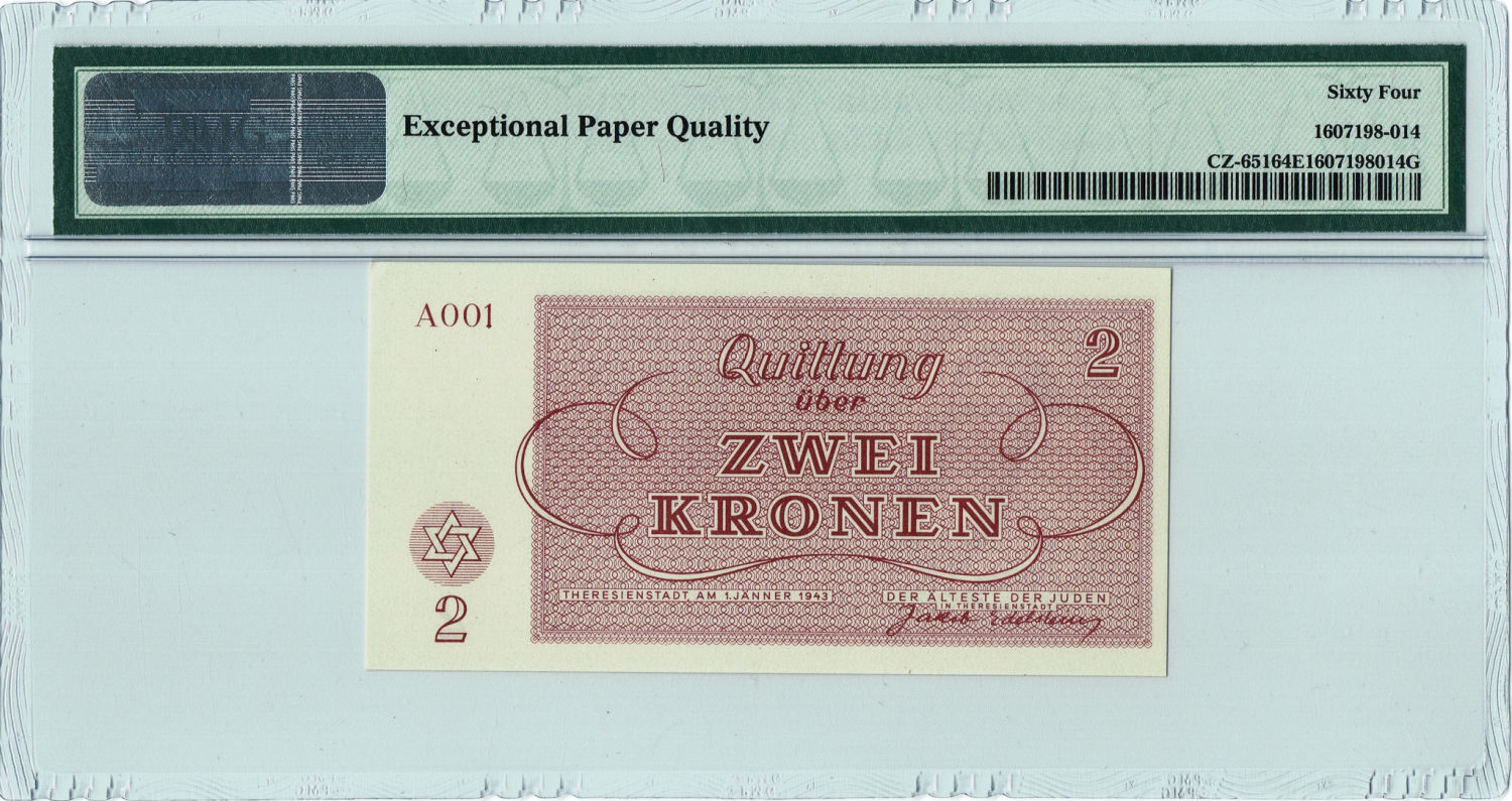 Czechoslovakia - 7 Banknotes 1-100 Kronen 1943 - PMG 64-65 - Theresientadt Ghetto. - 1 4