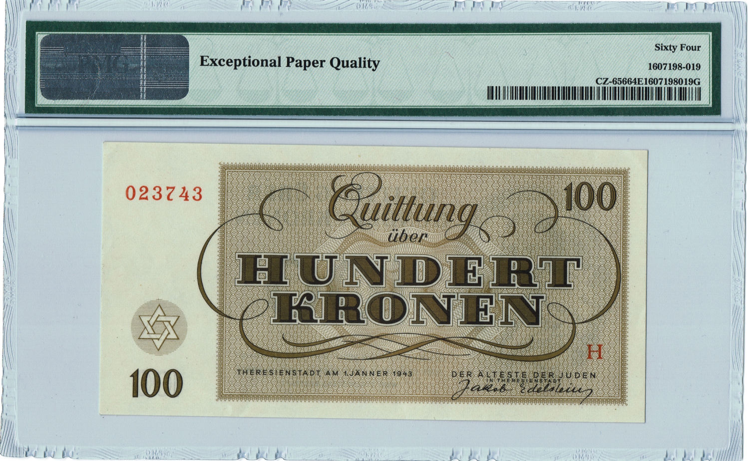 Czechoslovakia - 7 Banknotes 1-100 Kronen 1943 - PMG 64-65 - Theresientadt Ghetto. - 1 14