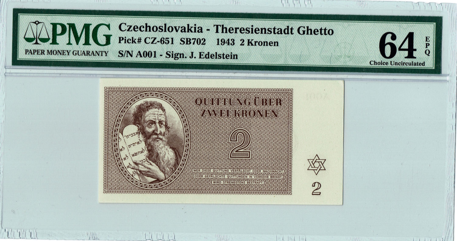 Czechoslovakia - 7 Banknotes 1-100 Kronen 1943 - PMG 64-65 - Theresientadt Ghetto. - 1 3