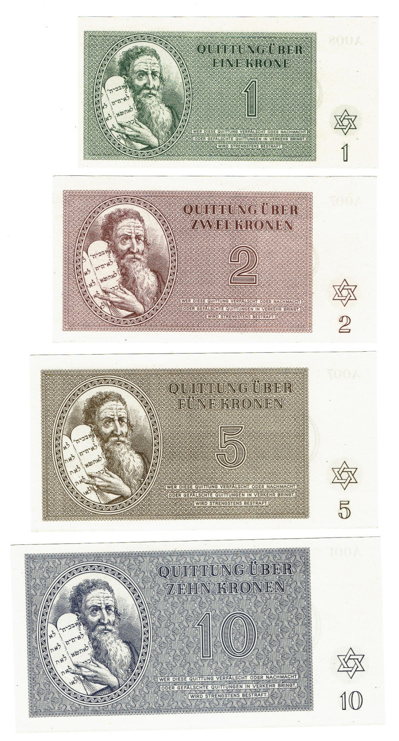 Czechoslovakia - 7 Banknotes 1-100 Kronen 1943 - Theresientadt Ghetto. - 1 2