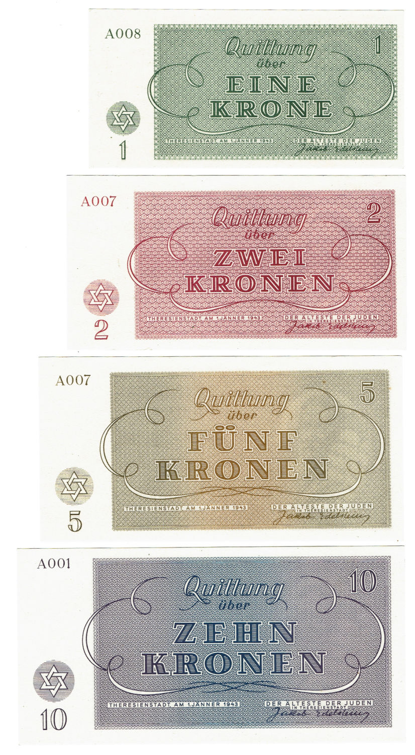 Czechoslovakia - 7 Banknotes 1-100 Kronen 1943 - Theresientadt Ghetto. - 1 1