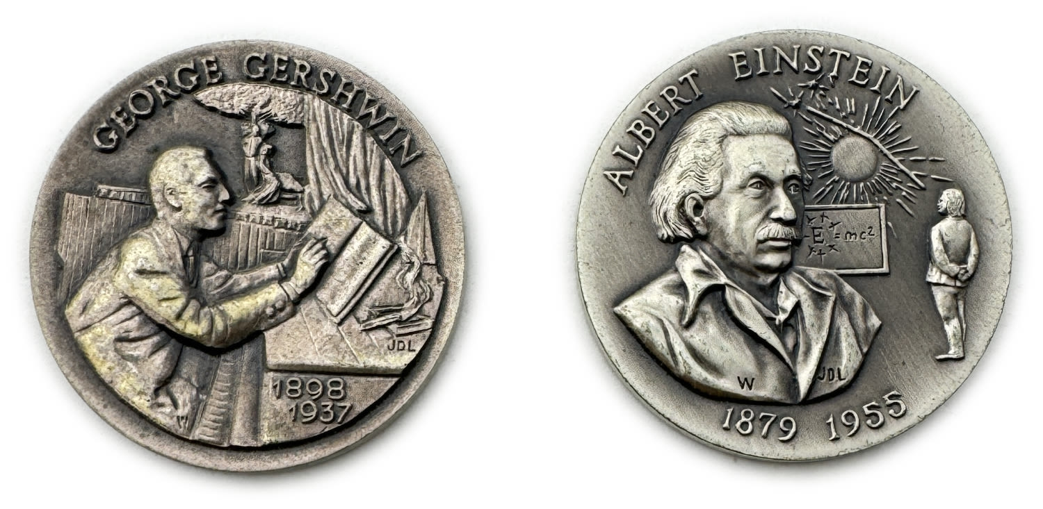 USA - A pair of medals bearing Jewish personalities - silver 925, 33.1g each, 40mm - 1 0