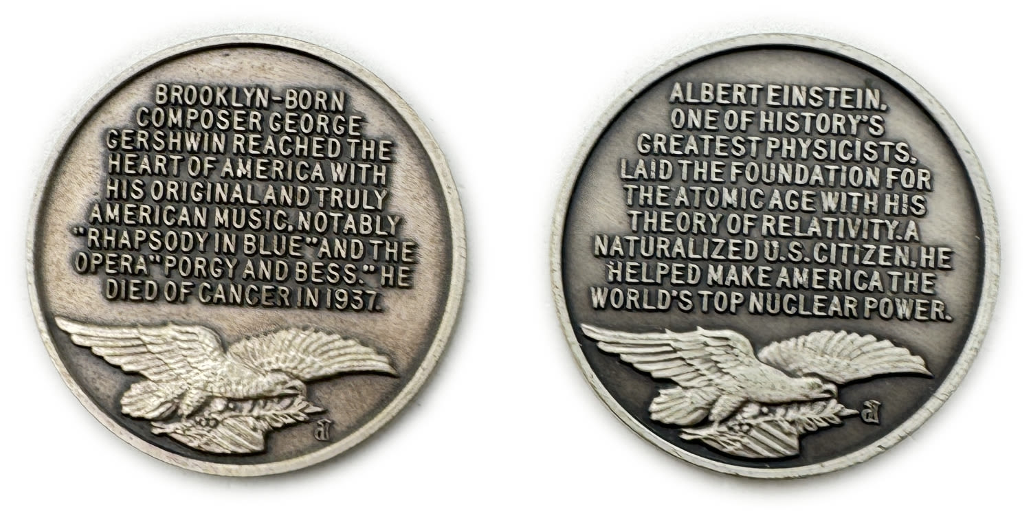 USA - A pair of medals bearing Jewish personalities - silver 925, 33.1g each, 40mm - 1 1