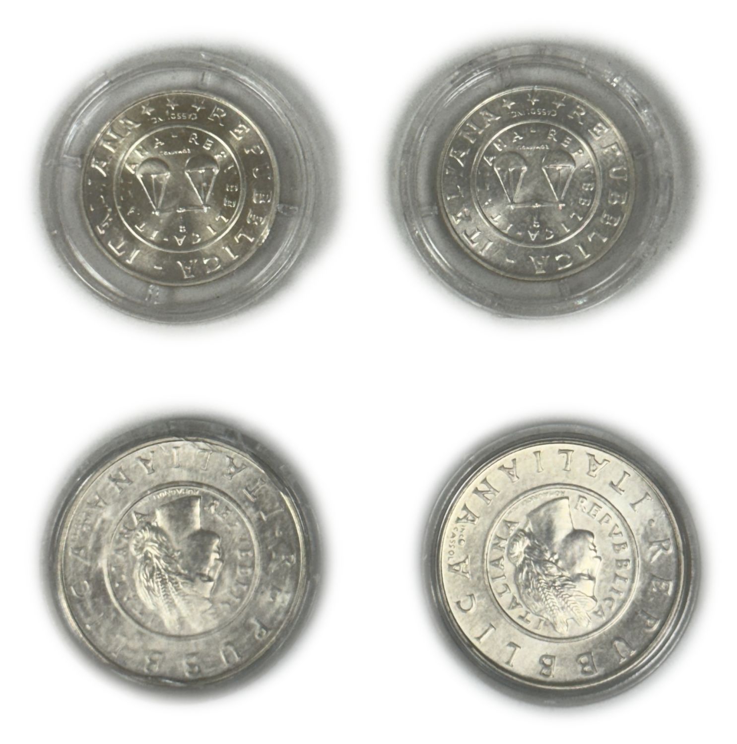 Italy - 4 coins of 1 Lira 2001 - Silver 835, Total weight 34g - 1 1