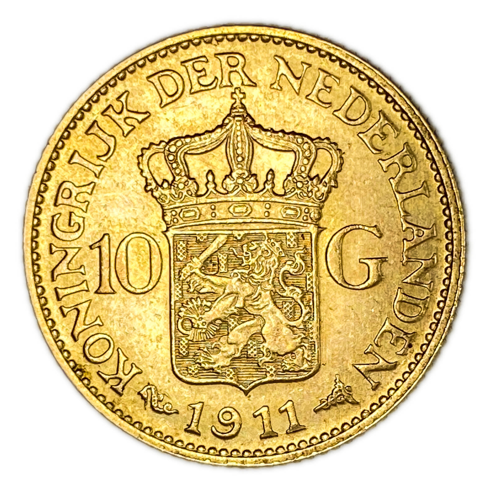Netherlands – 10 Gulden 1911 – Wilhemina – Gold 900, 6.72g, 22.5mm - 1 0