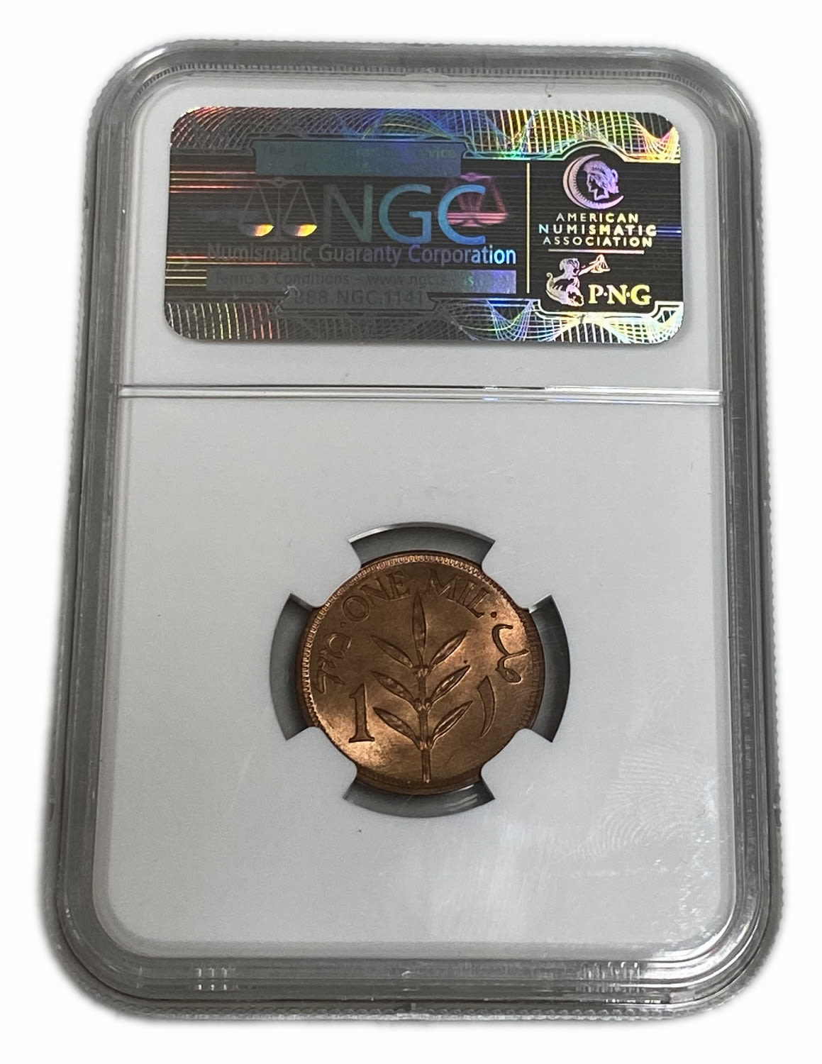 Palestine – 1 Mil 1944 – NGC MS 65 RD – UNC - 1 3