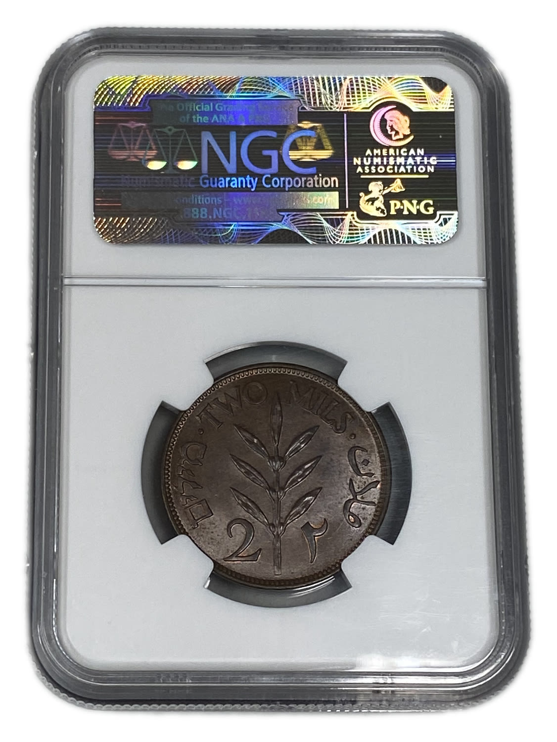 Palestine – 2 Mils 1941 – NGC MS 65 BN – UNC - 1 3
