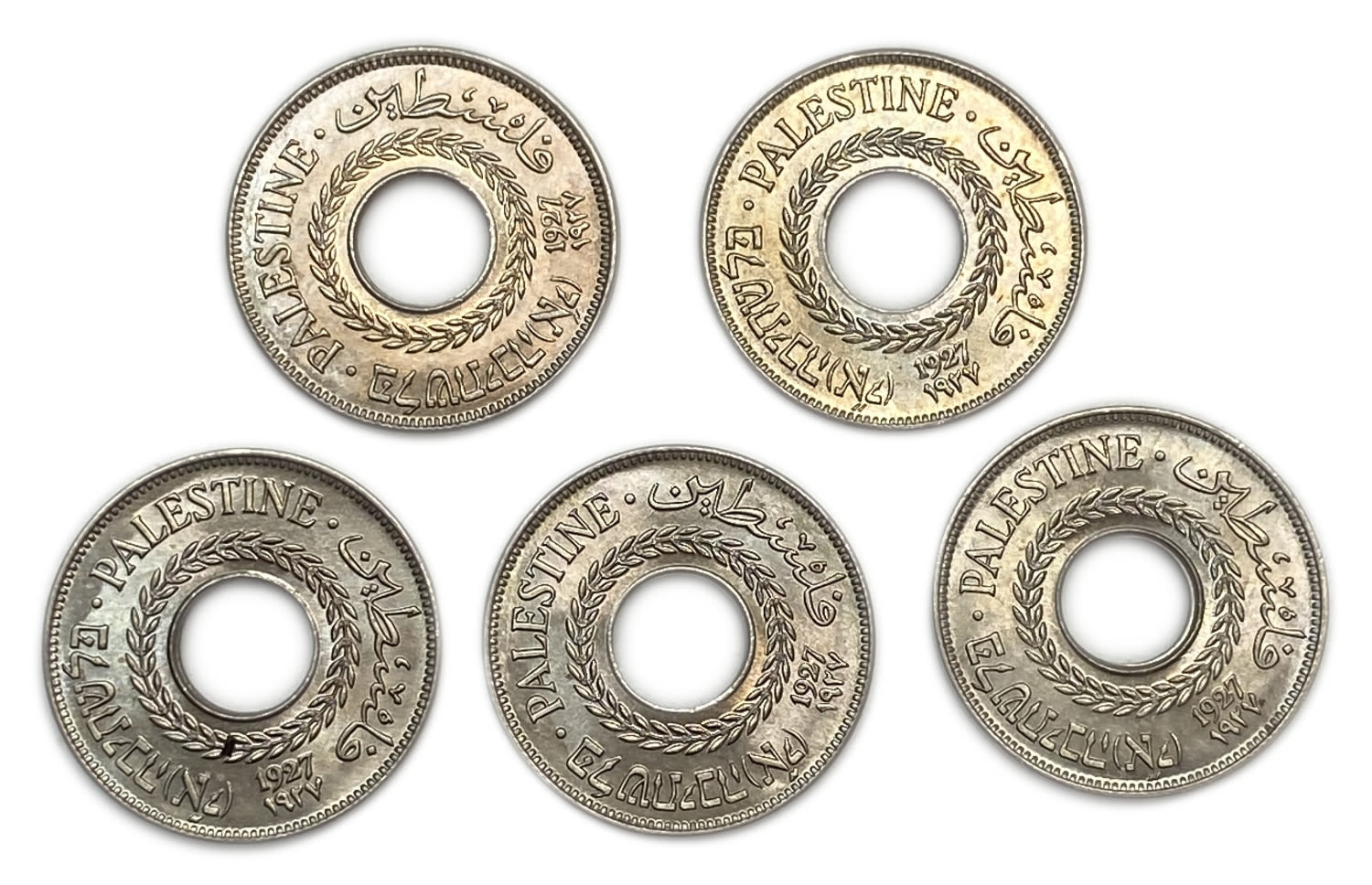 Palestine – Lot of 5 coins, 5 Mils 1927 – UNC - 1 0