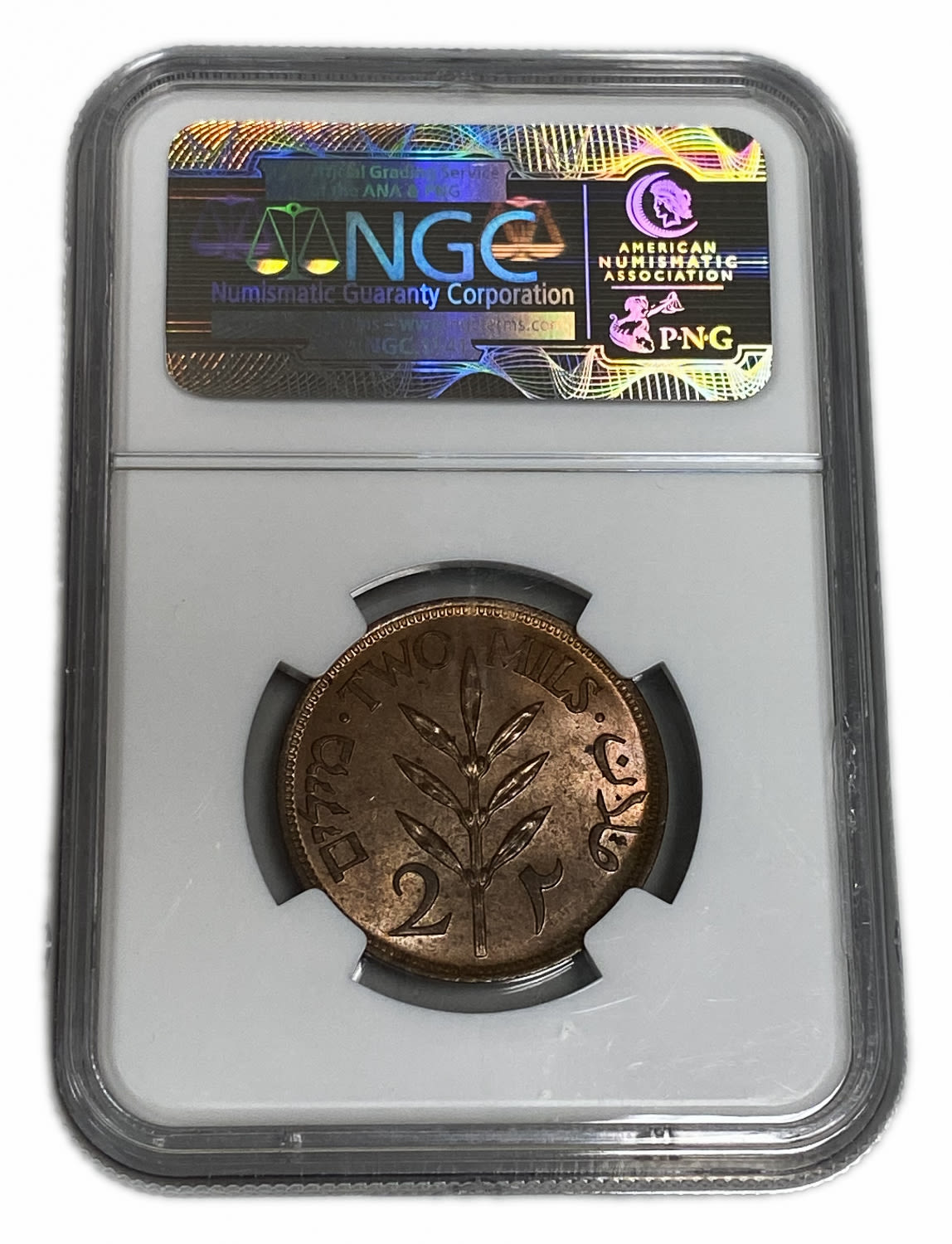 Palestine - 2 Mils 1946 - NGC MS 65 RB - 1 3