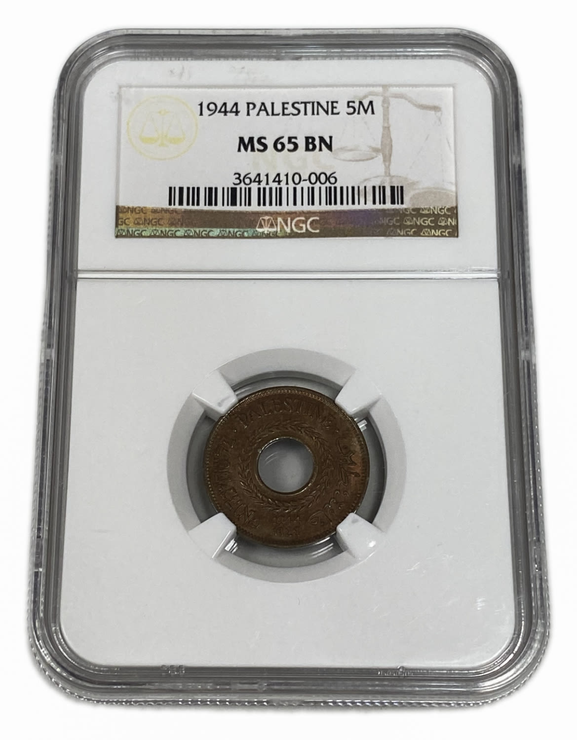 Palestine – 5 Mils 1944 – NGC MS 65 BN - 1 2