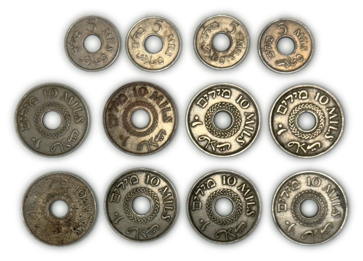 Palestine – Lot of 12 coins of 5 and 10 Mils 1933, 1934, 1941 - VF - 1 1
