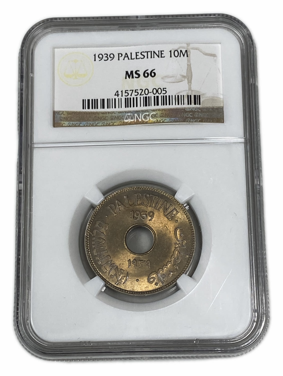 Palestine – 10 Mils 1939 – NGC MS 66 – Rare in such a high grade - 1 2