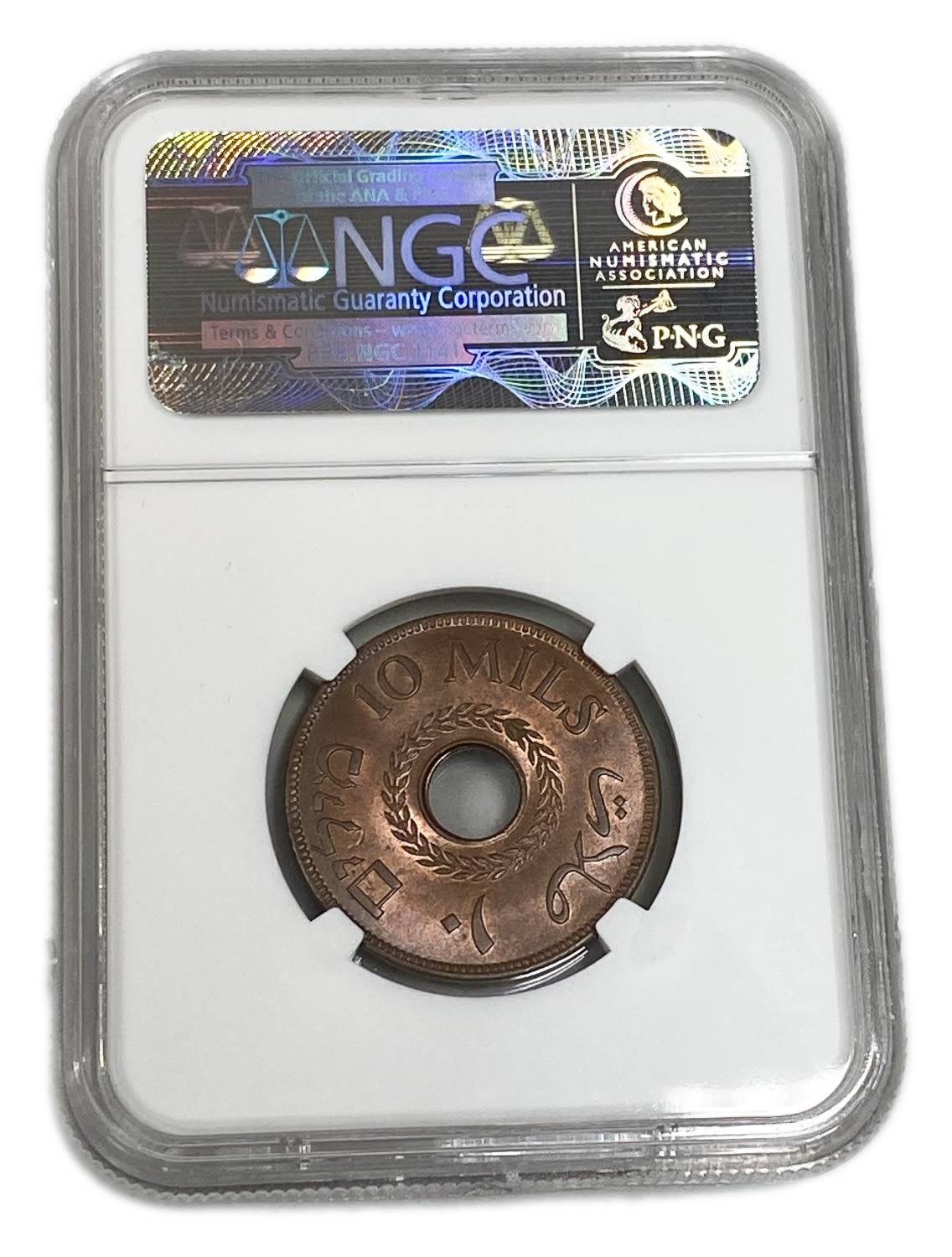 Palestine – 10 Mils 1942 – NGC MS 65 RB - Very high grade - 1 3