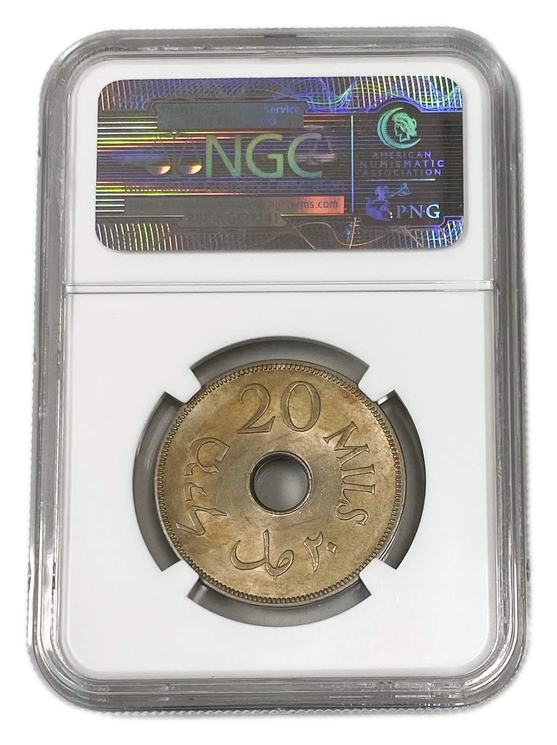 Palestine – 20 Mils 1941 – NGC MS 64 - The highest grade and in amazing quality - Very Rare - 1 3