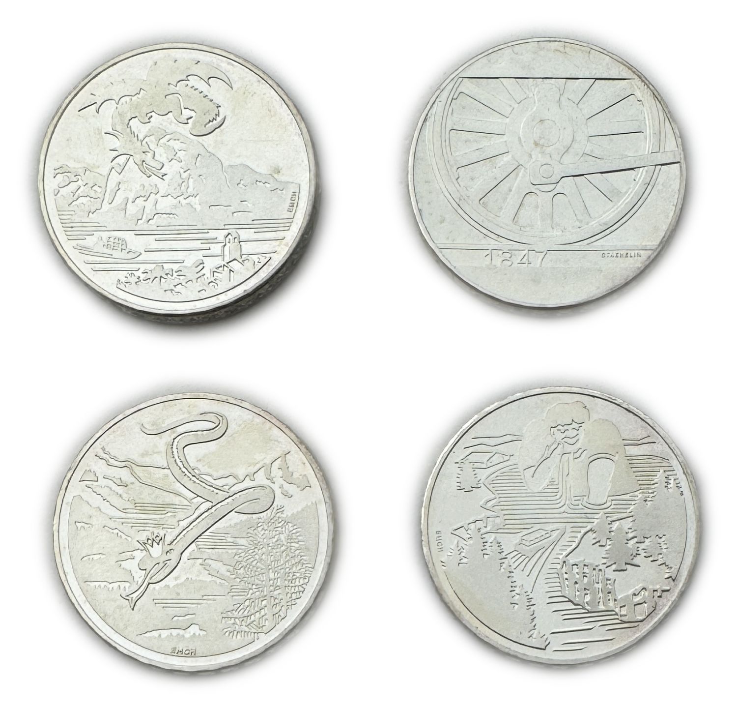 Switzerland - Lot of 4 coins of 20 Francs 1995, 1996, 1997 - Silver 835, 80g total, 32.8mm - UNC - 1 0