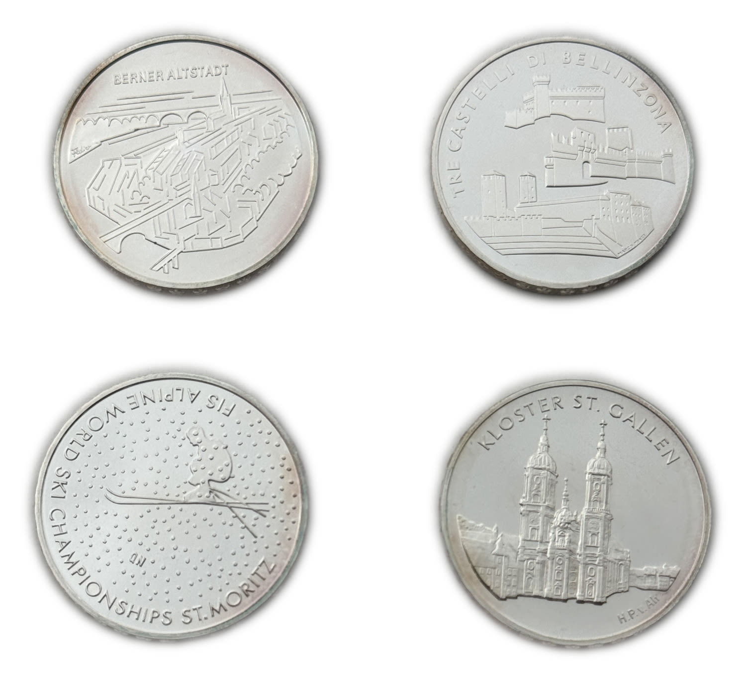 Switzerland - Lot of 4 coins of 20 Francs 2002, 2003, 2004 - Silver 835, 80g total, 32.8mm - UNC - 1 0
