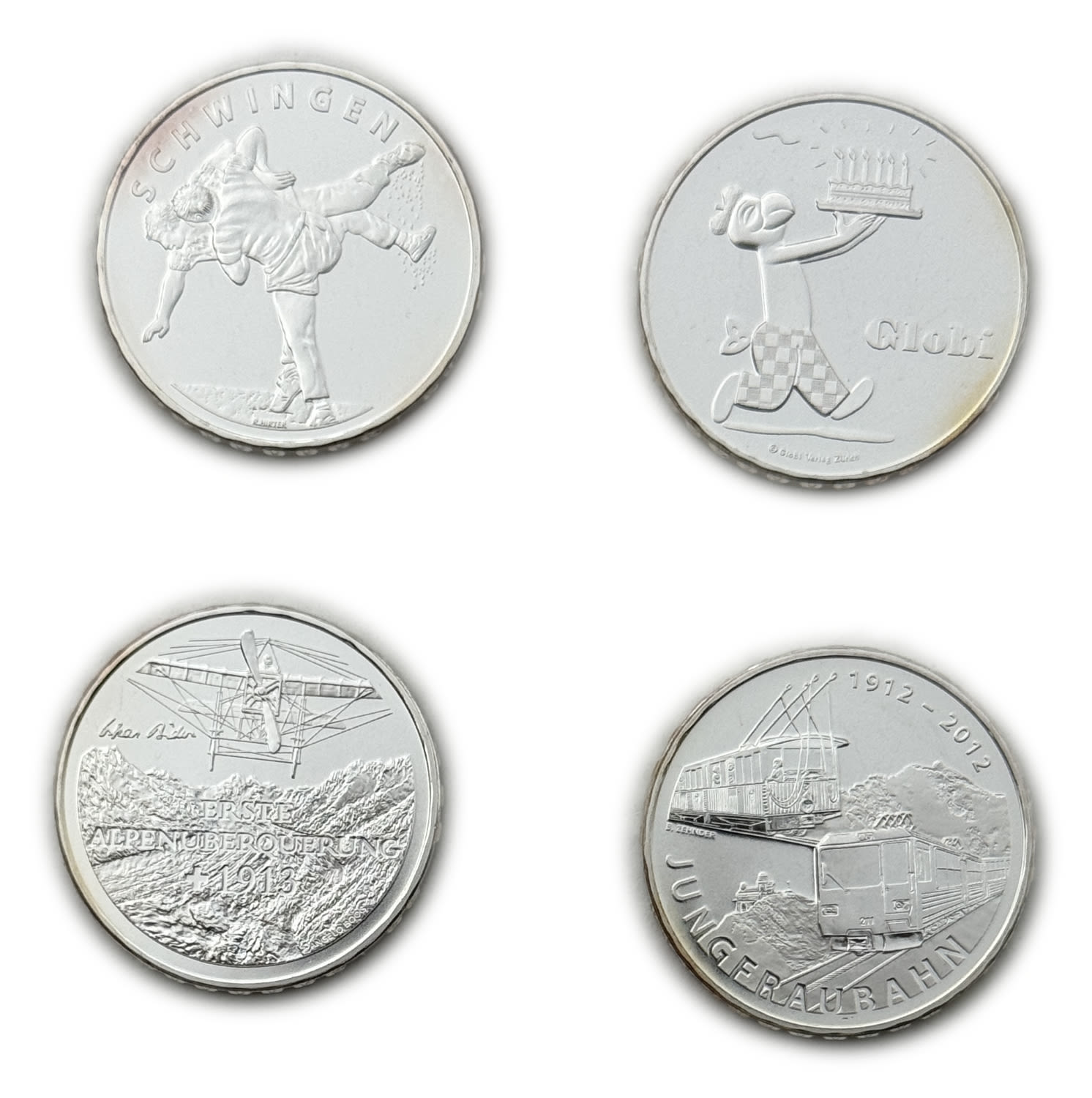 Switzerland - Lot of 4 coins of 20 Francs 2012, 2013 - Silver 835, 80g total, 32.8mm - UNC - 1 0