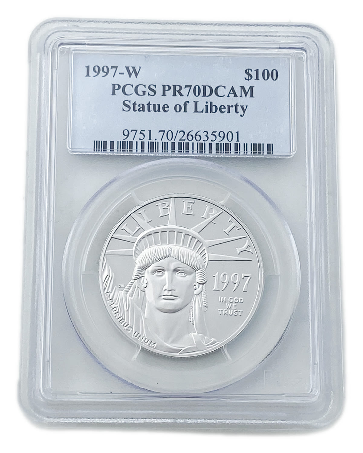 USA - 100 Dollars 1997 "W" - "American Platinum Eagle" Bullion Coinage - PCGS PR 70 - Platinum 999, 31.1g, 32.7mm - 1 2