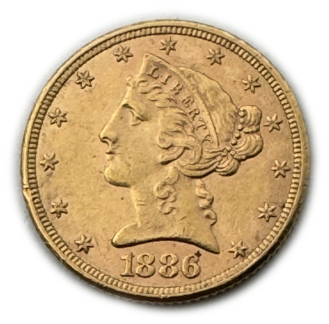 USA – 5 Dollars 1886 – Coronet Head – With motto – VF – Gold 900, 8.35g, 21.6mm - 1 0