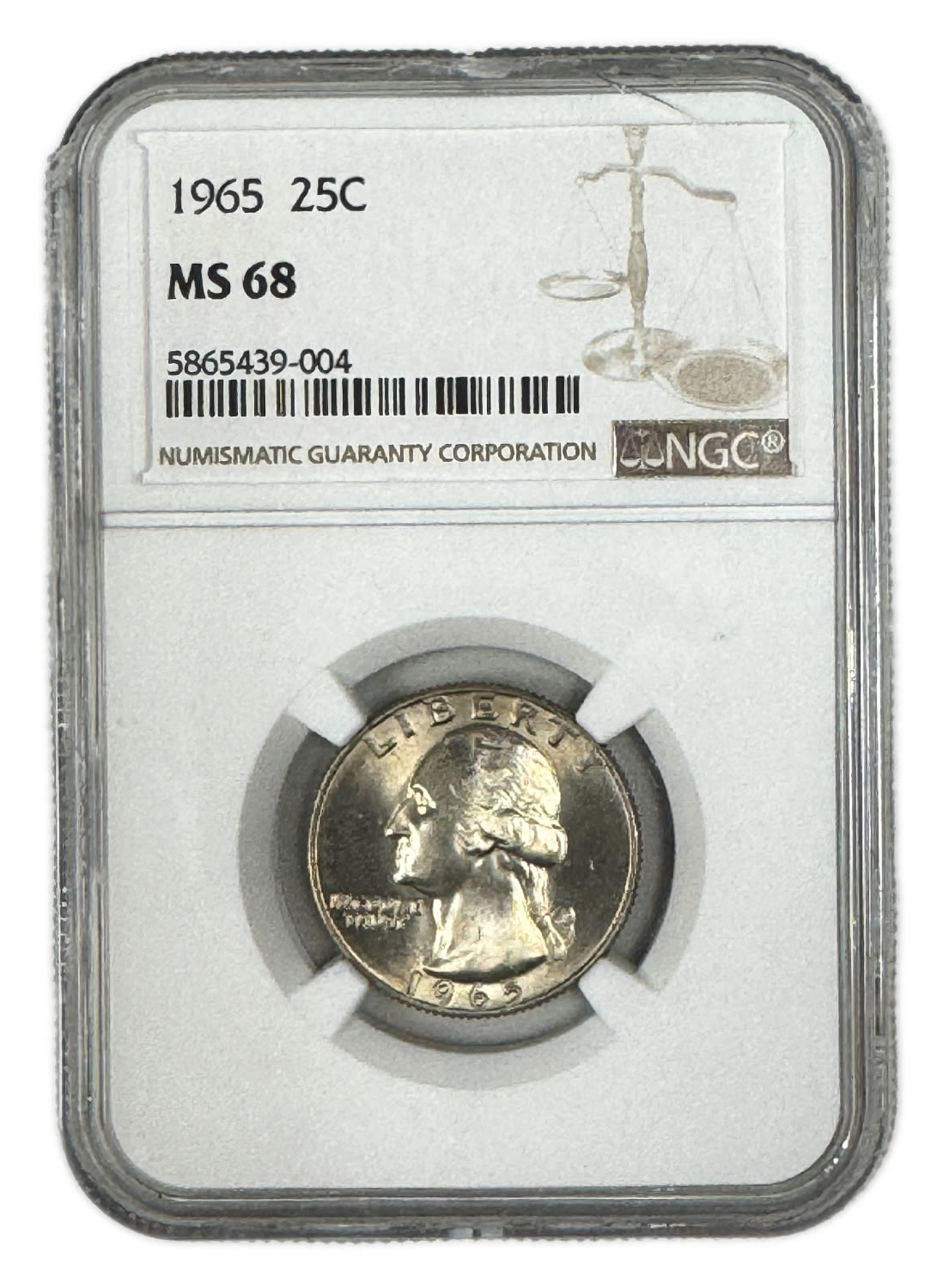 United States - ¼ Dollar 1965 - NGC MS 68 - "Washington Quarter" - 1 2
