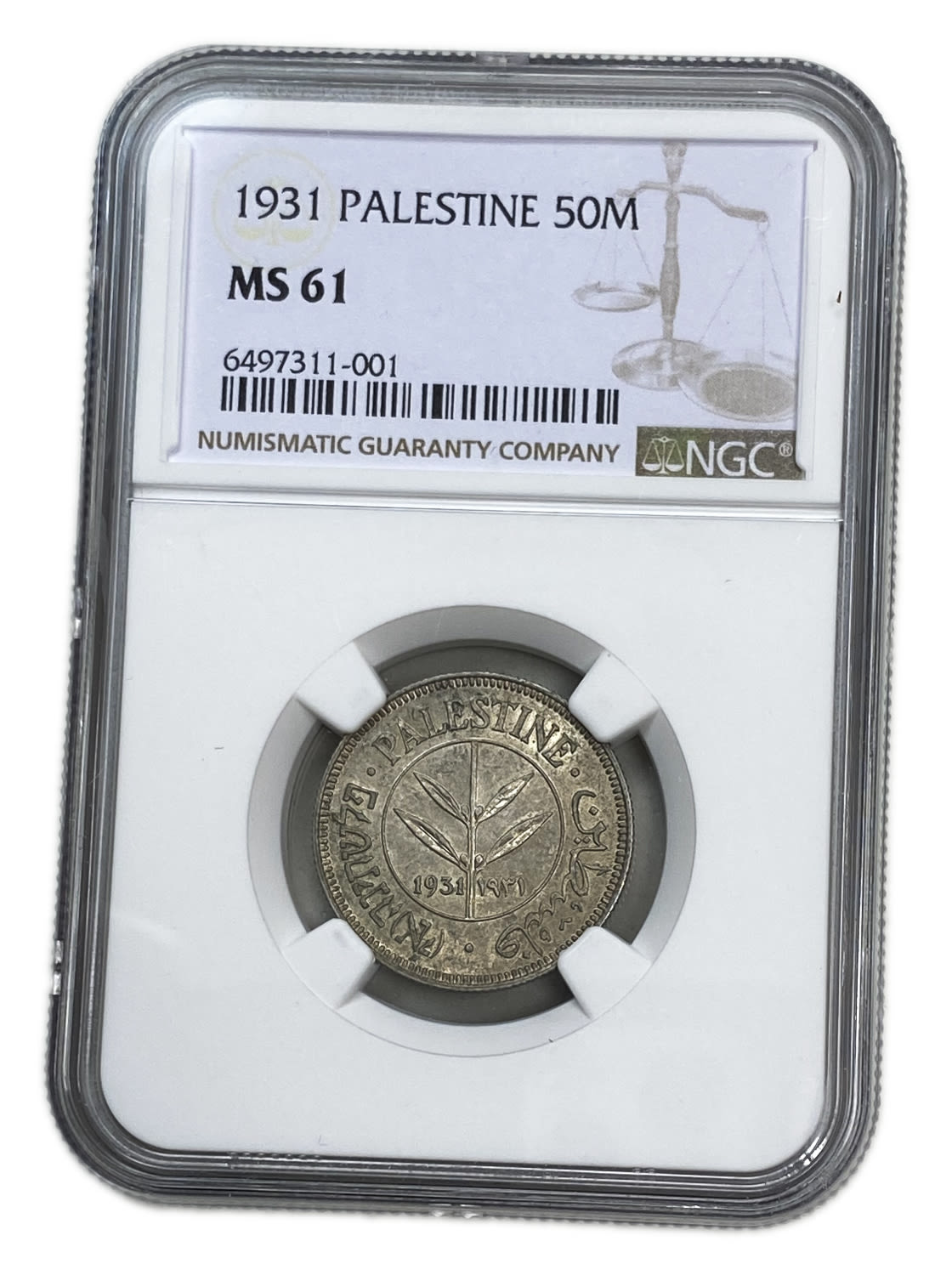 Palestine - 50 Mils 1931 - NGC MS 61 - UNC - Rare - 1 2