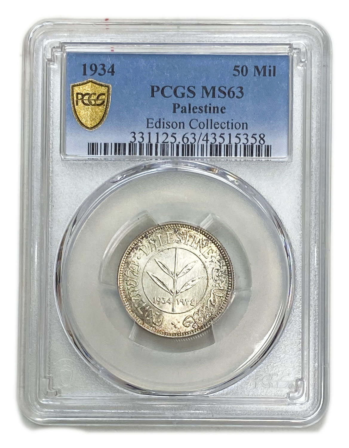 Palestine - 50 Mils 1934 - PCGS MS 63 - UNC - 1 2