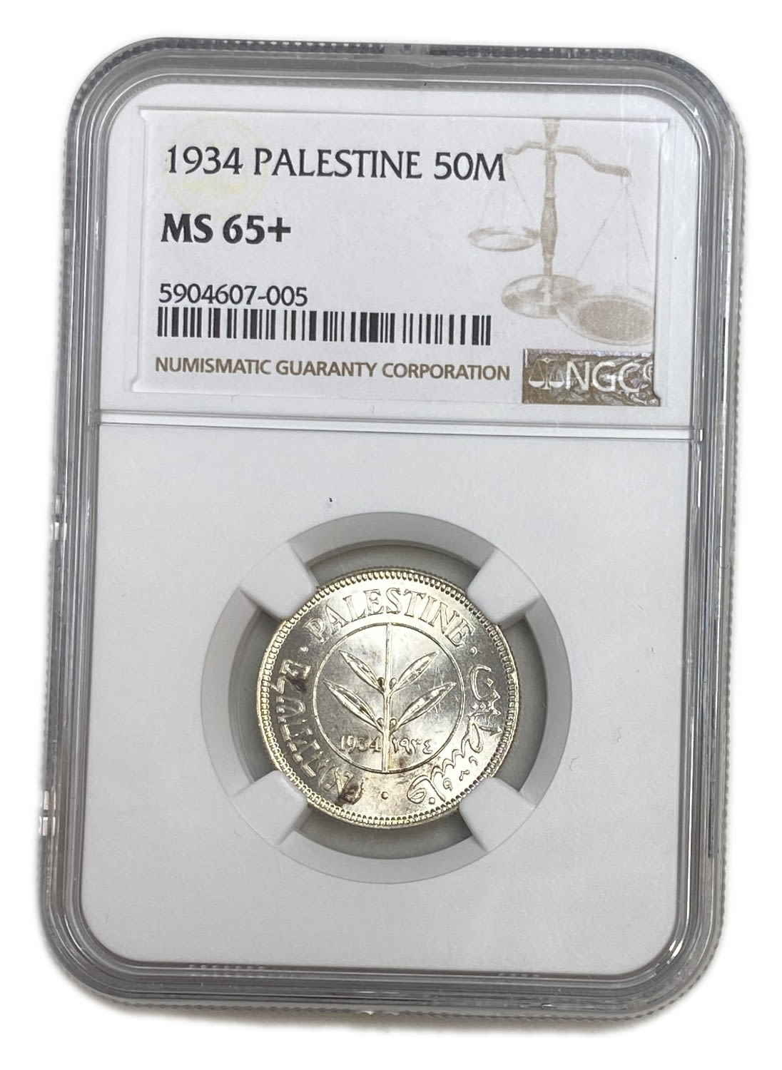 Palestine - 50 Mils 1934 - NGC MS 65+ - UNC - 1 2