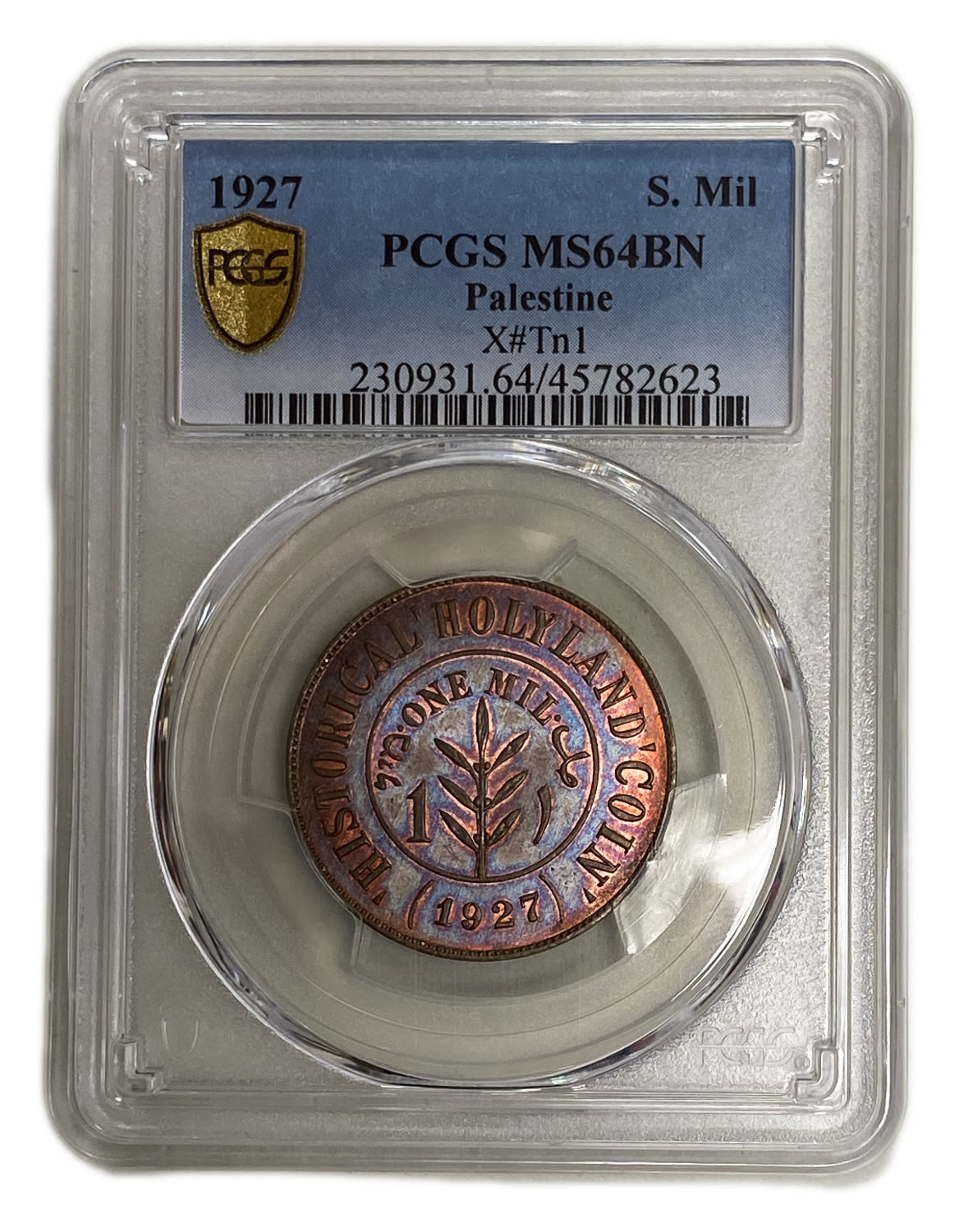 Palestine - 1 Mil 1927 - "Holyland token" - Type 1 - NGC 64 BN - UNC - Rare - 1 2