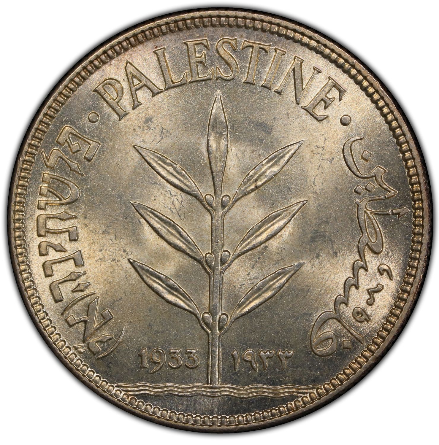 Palestine - 100 Mils 1933 - PCGS MS 64 - Very high grade, Key date - 1 0